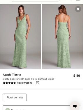 Azazie Tianna Dusty Sage Lace Floral Burnout Dress